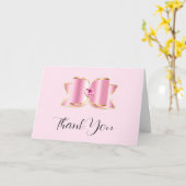 Roze Glam Boog met een Center Edelsteen Dank U Kaart (Gele Bloem)