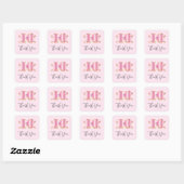 Roze Glam Boog met een Center Edelsteen Dank U Vierkante Sticker (Vel)