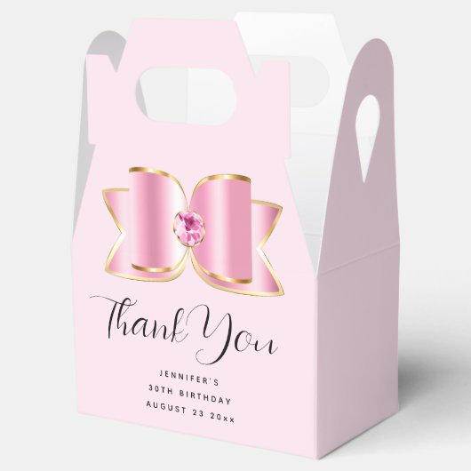 Roze Glam Bow Fancy Elegant Birthday Dank u Bedankdoosjes (Geopend)