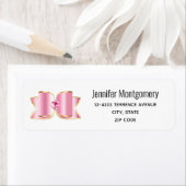 Roze Glam Bow met een Center Edelsteen Adres Etiket (Insitu)