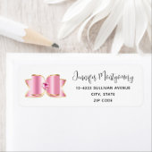 Roze Glam Bow met een Center Edelsteen Adres Etiket (Insitu)