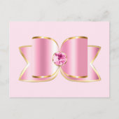 Roze Glam Bow met een Center Edelsteen Briefkaart (Voorkant)