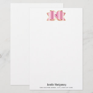 Roze Glam Bow met een Center Edelsteen Briefpapier