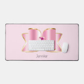 Roze Glam Bow met een Center Edelsteen Bureaumat (Keyboard & Muis)