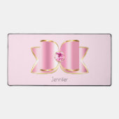 Roze Glam Bow met een Center Edelsteen Bureaumat (Voorkant)