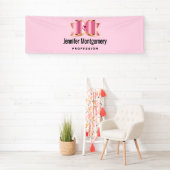 Roze Glam Bow met een Center Edelsteen Business Spandoek (Insitu)