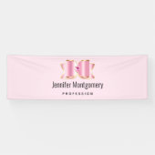Roze Glam Bow met een Center Edelsteen Business Spandoek (Horizontaal)