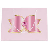 Roze Glam Bow met een Center Edelsteen Groot Cadeauzakje (Voorkant)
