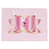 Roze Glam Bow met een Center Edelsteen Groot Cadeauzakje (Achterkant)