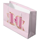 Roze Glam Bow met een Center Edelsteen Groot Cadeauzakje (Voorkant Gekanteld)