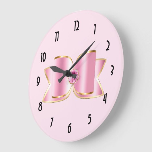 Roze Glam Bow met een Center Edelsteen Grote Klok (Hoek)