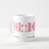 Roze Glam Bow met een Center Edelsteen Koffiemok (Voorkant links)