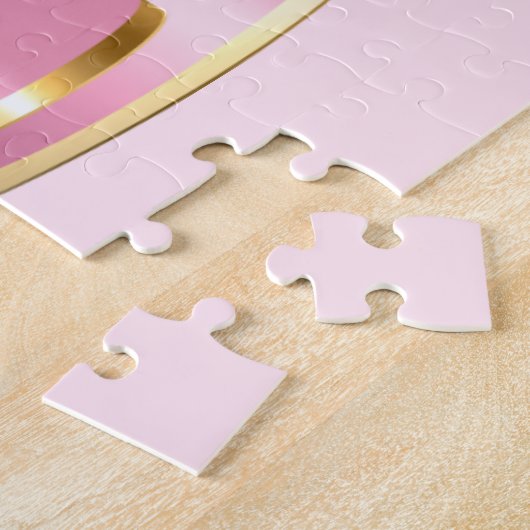 Roze Glam Bow met een Center Edelsteen Legpuzzel (Zijkant)