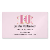 Roze Glam Bow met een Center Edelsteen Magnetisch Visitekaartje (Voorkant)