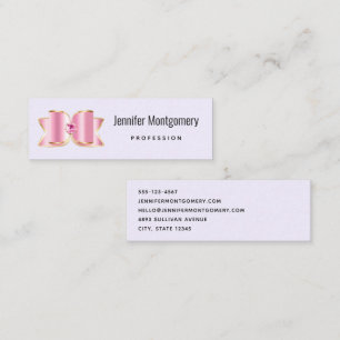 Roze Glam Bow met een Center Edelsteen Mini Visitekaartje