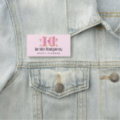 Roze Glam Bow met een Center Edelsteen Naamplaatje (In situ)