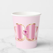 Roze Glam Bow met een Center Edelsteen Papieren Bekers (Voorkant)