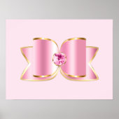 Roze Glam Bow met een Center Edelsteen Poster (Voorkant)