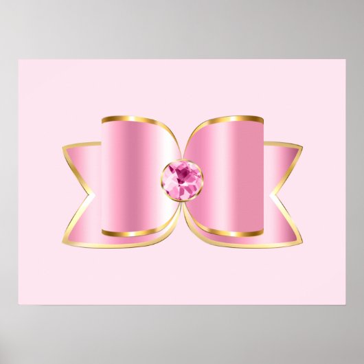 Roze Glam Bow met een Center Edelsteen Poster (Voorkant)