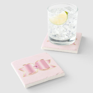 Roze Glam Bow met een Center Edelsteen Stenen Onderzetter