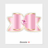 Roze Glam Bow met een Center Edelsteen Sticker (Vel)