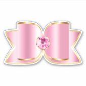 Roze Glam Bow met een Center Edelsteen Sticker (Voorkant)