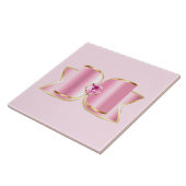 Roze Glam Bow met een Center Edelsteen Tegeltje (Zijkant)