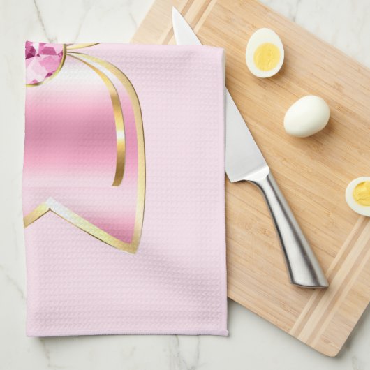 Roze Glam Bow met een Center Edelsteen Theedoek (Quarter Fold)