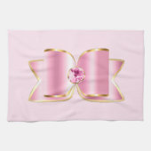 Roze Glam Bow met een Center Edelsteen Theedoek (Horizontaal)