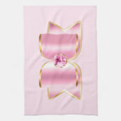 Roze Glam Bow met een Center Edelsteen Theedoek (Verticaal)