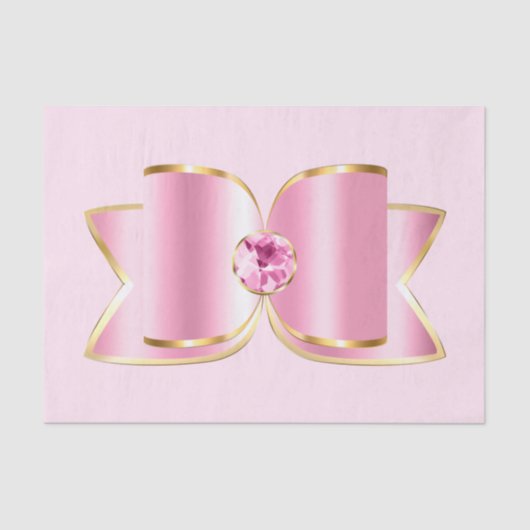Roze Glam Bow met een Center Edelsteen Tissuepapier (Voorkant)