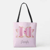 Roze Glam Bow met een Center Edelsteen Tote Bag (Achterkant)