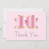 Roze Glam Bow met een Center Edelsteen Verjaardag Bedankkaart (Voorkant)