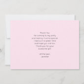 Roze Glam Bow met een Center Edelsteen Verjaardag Bedankkaart (Achterkant)