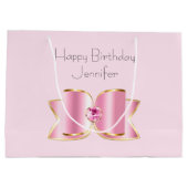 Roze Glam Bow met een Center Edelsteen Verjaardag Groot Cadeauzakje (Achterkant)