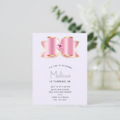 Roze Glam Bow met een Center Edelsteen Verjaardag Uitnodiging Briefkaart (Staand voorkant)