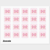 Roze Glam Bow met een Center Edelsteen Vierkante Sticker (Vel)
