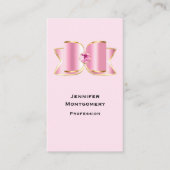 Roze Glam Bow met een Center Edelsteen Visitekaartje (Voorkant)