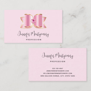 Roze Glam Bow met een Center Edelsteen Visitekaartje