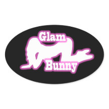 Roze Glam Bunny crawl Ovale Sticker