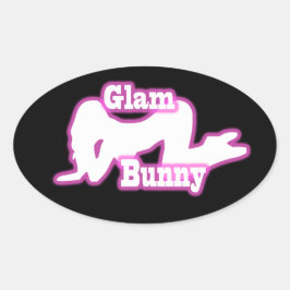 Roze Glam Bunny crawl Ovale Sticker
