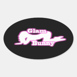 Roze Glam Bunny crawl Ovale Sticker