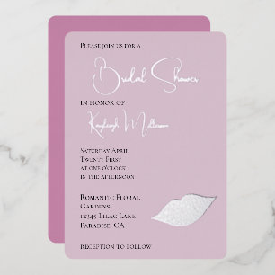 Roze Glam Diamanten Kus Lippen Bruiloft Feest Folie Uitnodiging