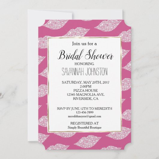 Roze Glam Diamond Lips Kaart (Voorkant)