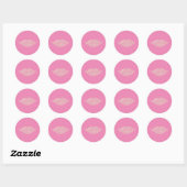 Roze Glam Diamond Lips Kus Ronde Sticker (Vel)