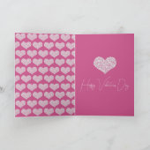 Roze Glam Diamonds Harten Kaart (Binnen)