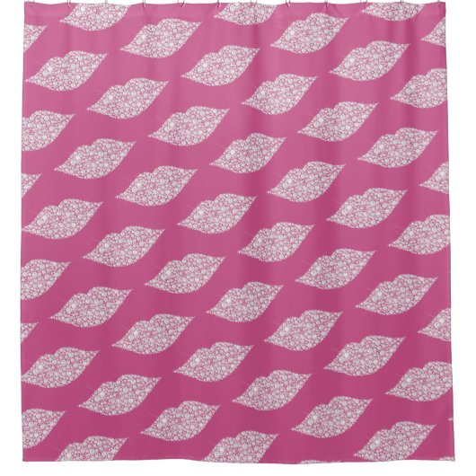 Roze Glam Diamonds Lippen Kus XOXO Douchegordijn (Voorkant)
