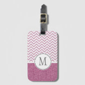 Roze Glam Faux Glitter Chevron Bagagelabel (Voorkant (verticaal))