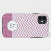 Roze Glam Faux Glitter Chevron Case-Mate iPhone Case (Achterkant (horizontaal))