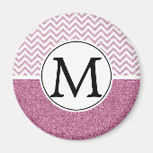 Roze Glam Faux Glitter Chevron Magneet (Voorkant)